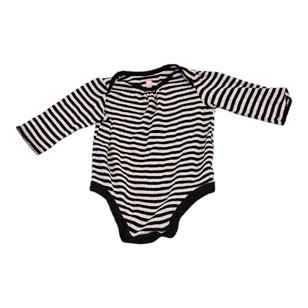 Garanimals Kids Size 6-9M Long Sleeve Black and White Striped Bodysuit